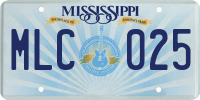 MS license plate MLC025