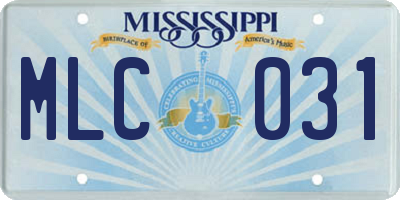 MS license plate MLC031