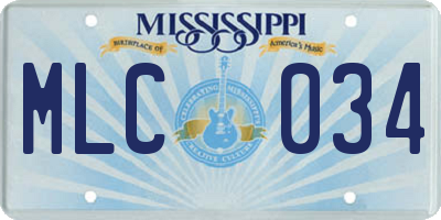 MS license plate MLC034