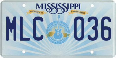 MS license plate MLC036
