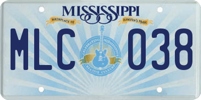 MS license plate MLC038