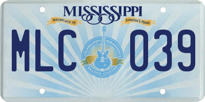 MS license plate MLC039