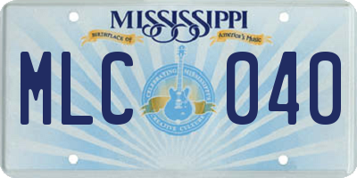MS license plate MLC040