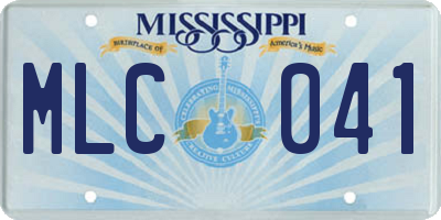 MS license plate MLC041