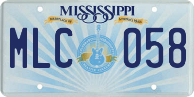 MS license plate MLC058