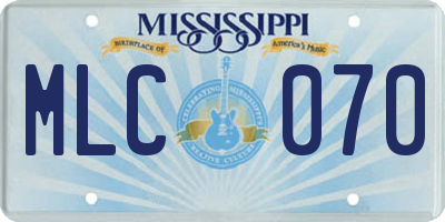 MS license plate MLC070