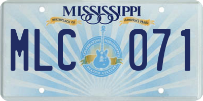 MS license plate MLC071