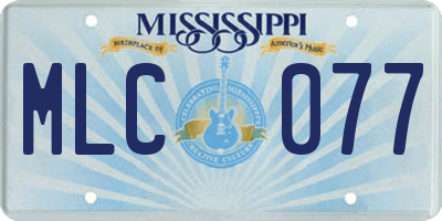 MS license plate MLC077