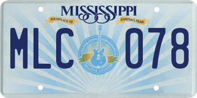 MS license plate MLC078