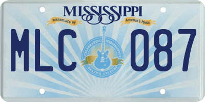 MS license plate MLC087