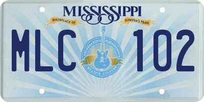 MS license plate MLC102