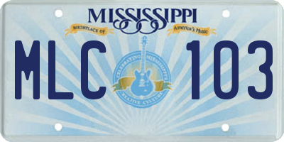 MS license plate MLC103