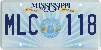MS license plate MLC118