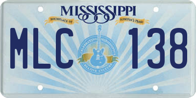 MS license plate MLC138