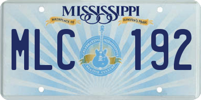 MS license plate MLC192