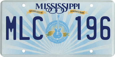 MS license plate MLC196