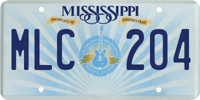 MS license plate MLC204