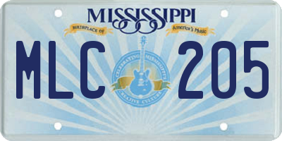 MS license plate MLC205