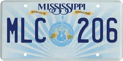 MS license plate MLC206