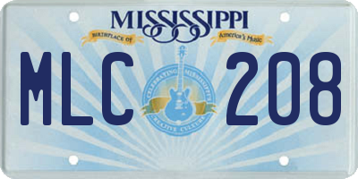 MS license plate MLC208