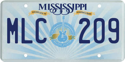MS license plate MLC209