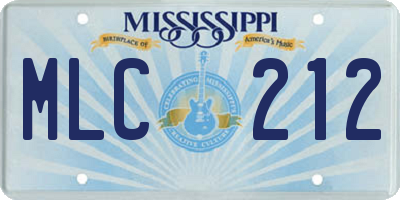 MS license plate MLC212