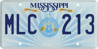 MS license plate MLC213