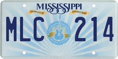 MS license plate MLC214