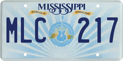 MS license plate MLC217