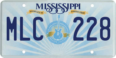MS license plate MLC228