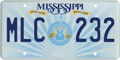 MS license plate MLC232