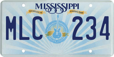 MS license plate MLC234