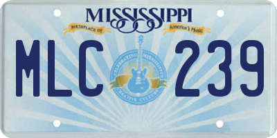 MS license plate MLC239