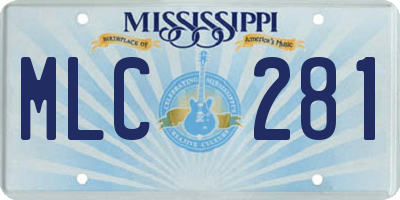 MS license plate MLC281