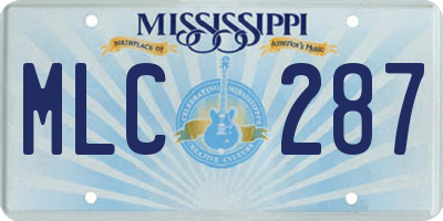 MS license plate MLC287