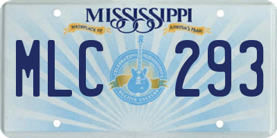 MS license plate MLC293