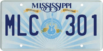 MS license plate MLC301