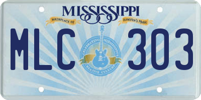 MS license plate MLC303