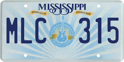 MS license plate MLC315