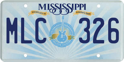 MS license plate MLC326