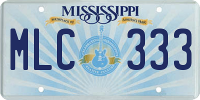 MS license plate MLC333