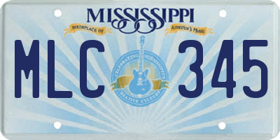 MS license plate MLC345