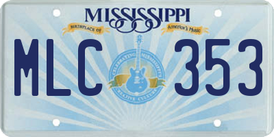 MS license plate MLC353