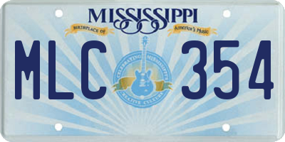 MS license plate MLC354