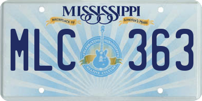 MS license plate MLC363