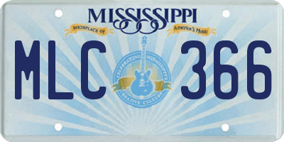 MS license plate MLC366