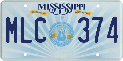 MS license plate MLC374