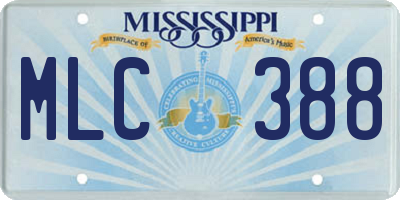 MS license plate MLC388