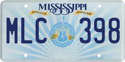 MS license plate MLC398