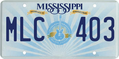 MS license plate MLC403